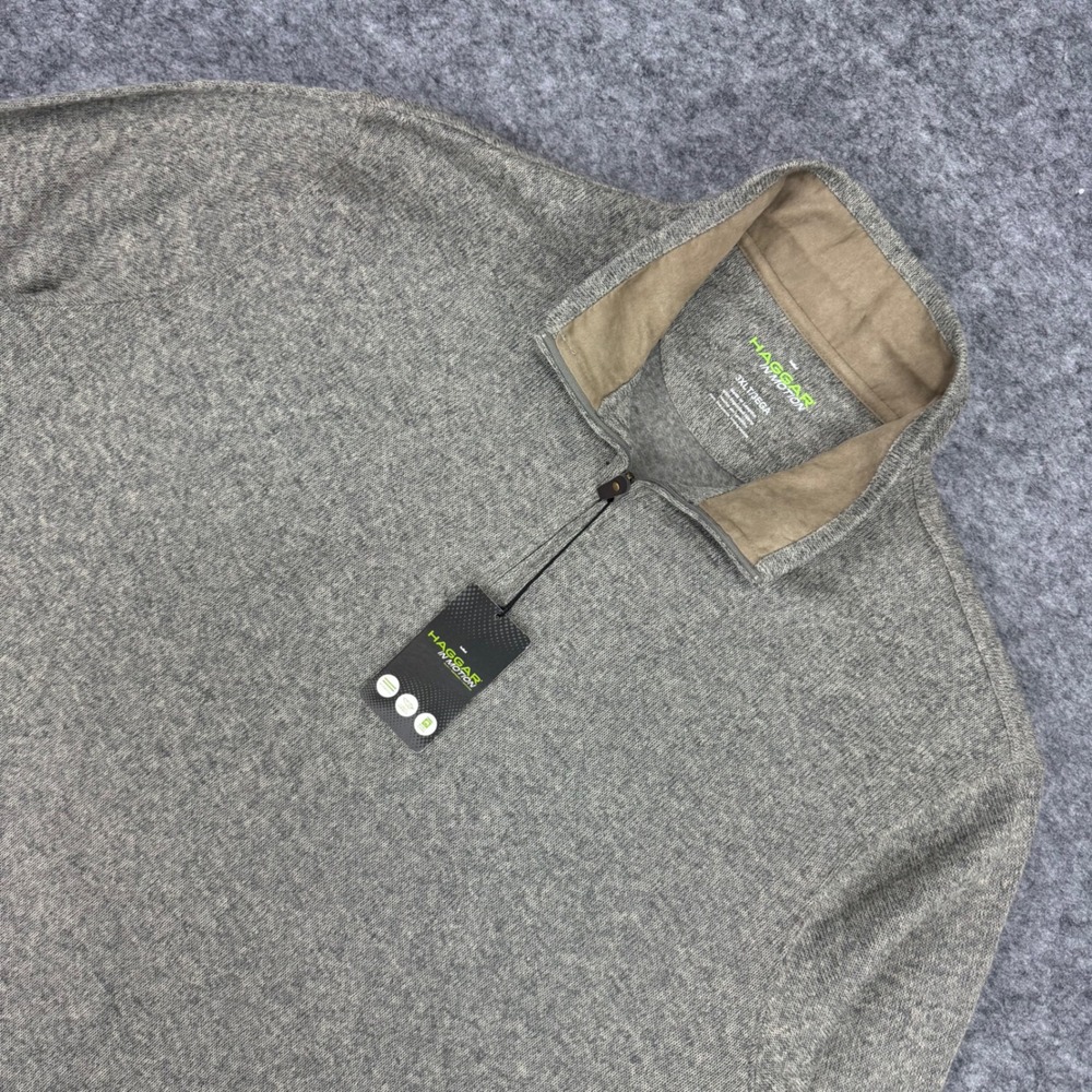 New Haggar In Motion‎ Mens 3XLT Heather Gray 1/4 Zip Pullover Fleece Shirt NWT
